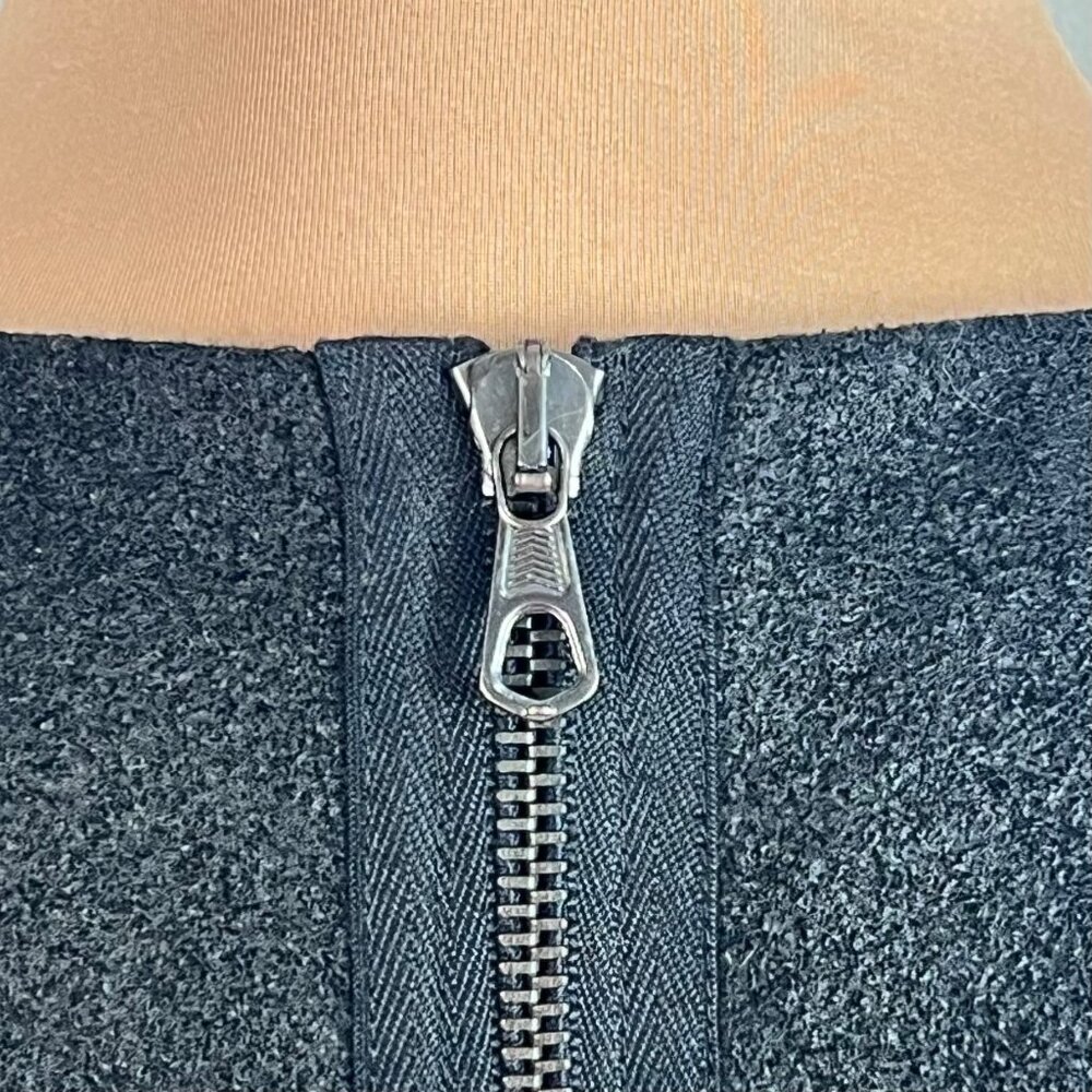 Rag & Bone Black Tweed & Mesh Mini Sheath Dress 6 Classic Exposed Full Back Zip - Picture 8 of 9